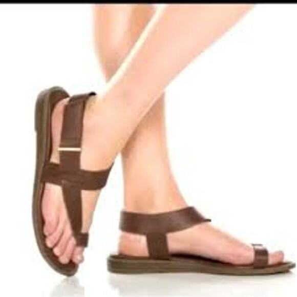 Franco Sarto Gensi Toe Loop Leather Sandals Size 8.5 - Picture 1 of 9